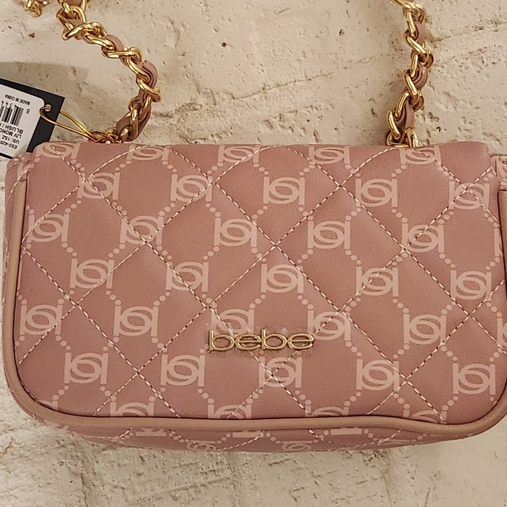Bebe Pink Quilted Chain Shoulder Bag Liv Style - Picture 6 of 11